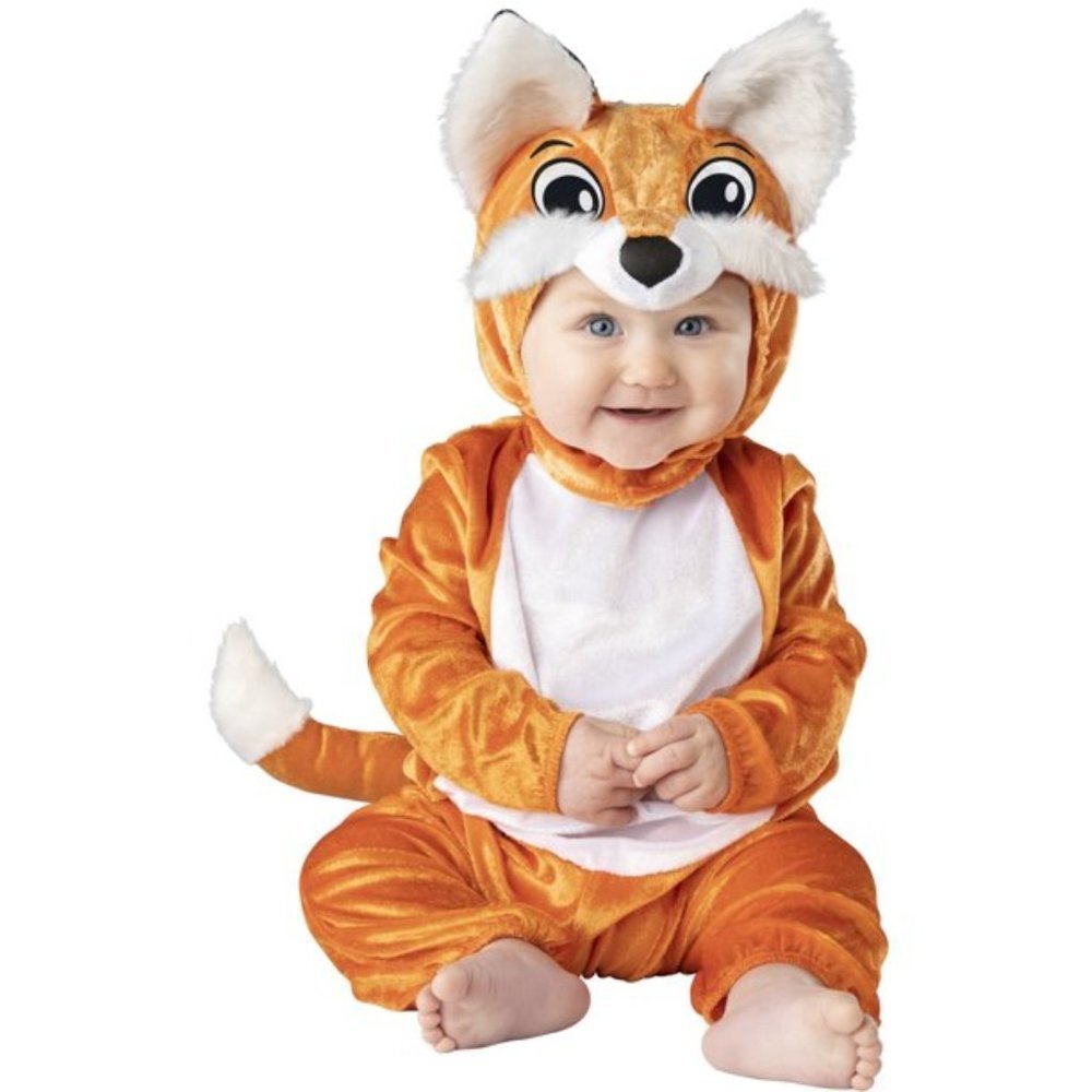 Fox Halloween Costume 12/18 mths Orange 3 Pc Jumpsuit, Tail, Hood Unisex Toddler